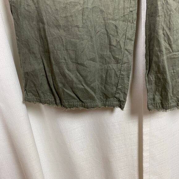 Anthropologie Cloth&Stone Green Linen Wide Leg Cropped Paperbag Waist Pants Sz.M - Picture 11 of 13